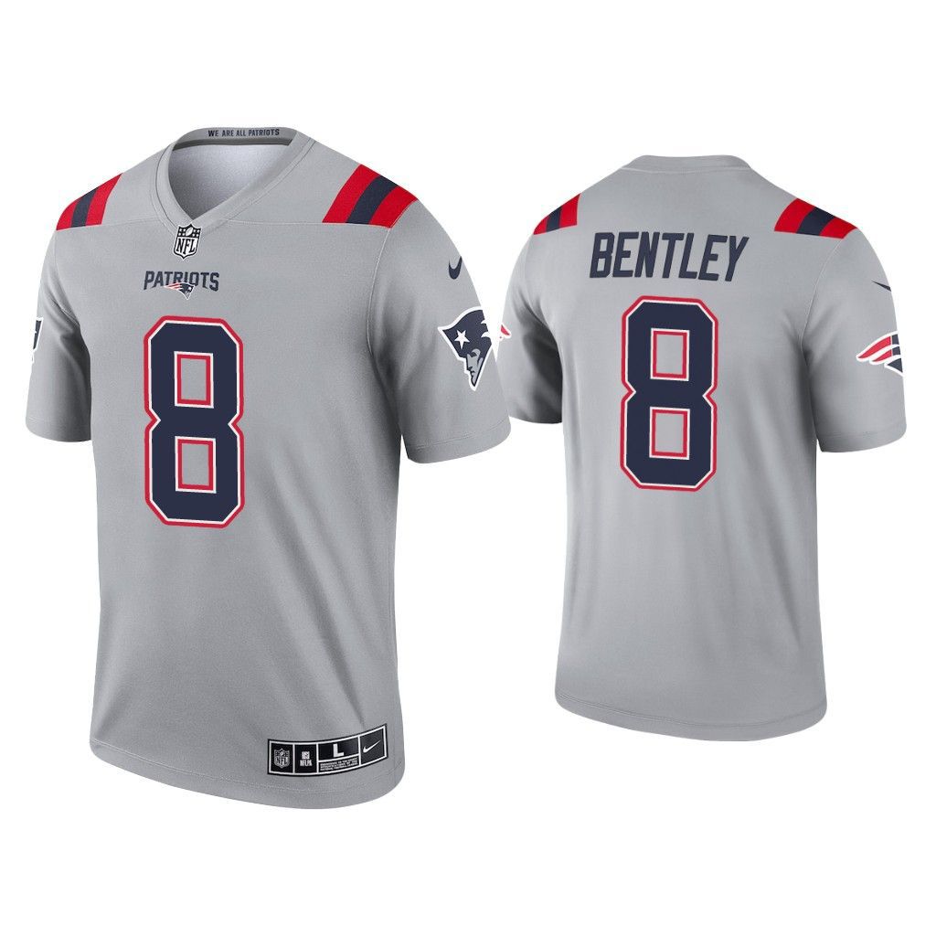 Men New England Patriots 8 Ja Whaun Bentley Nike Grey Inverted Legend NFL Jersey